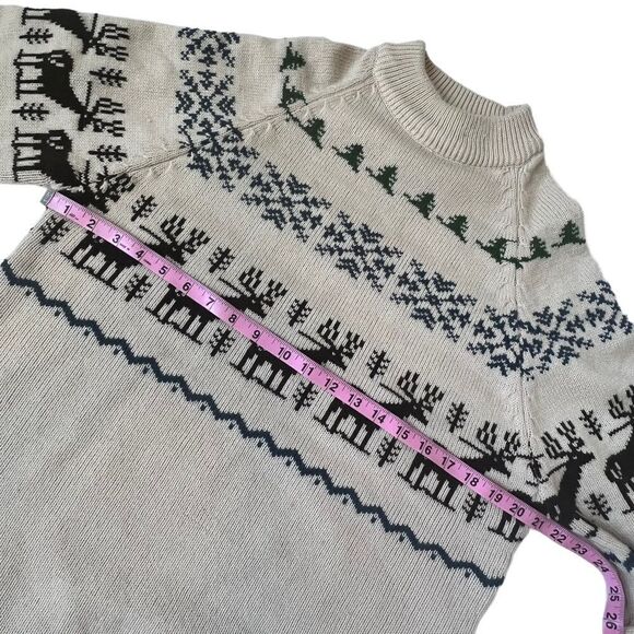 Vintage Kingsport Reindeer Print Fair Isle Sweater - Picture 3 of 7